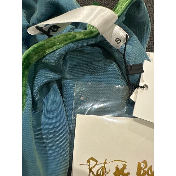 Rat Boa Vaeda Mint Green Velvet Mini Halter Silk Blend Dress Size Small - Picture 2 of 12